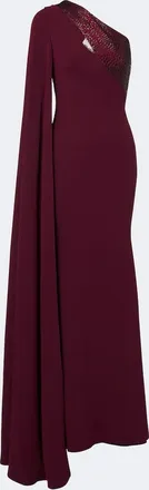 Roland Mouret Embellished caped one-shoulder gown