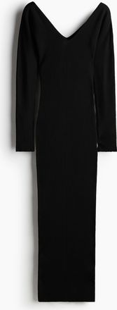 H&M Bodycon-Kleid in Rippstrick - Schwarz