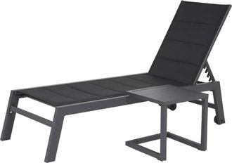 Happy Garden Tumbona y mesa de textileno de aluminio negro antracita