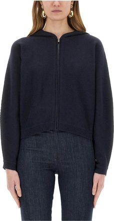 Theory Zip-Up Hoodie van afgerond katoen - Dames - Vesten - Blauw - XS - Katoen - Truien & Vesten