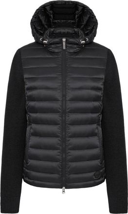 Colmar Black Hooded Jacket With Knit Sleeves
