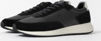Boss Orange by Hugo Boss Mens Vinston Trainers in Black Leather - Size UK 12