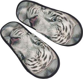 Generic Slippers White Tiger Breathable House Slippers Non-Slip House Shoes For Women Guest Room Men M