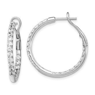 Diamond2Deal 14k Gold 2 ct Lab Grown Diamond In & Out Hoop Earrings VS Clarity, G-H Color