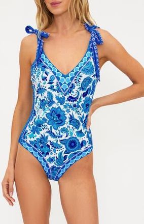 Beach Riot Akira Placement Print One-Piece Swimsuit in Royal Riviera at Nordstrom Rack, Size X-Small
