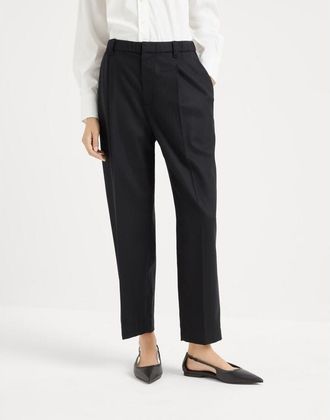 Brunello Cucinelli Womens Black Wool Tapered Trousers, Size 36