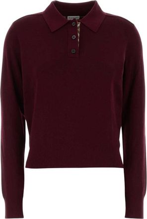 Burberry Mandy Poloshirt met lange mouwen - Dames - Polos - Paars - L - Katoen - Tops