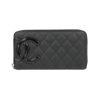 Chanel Black Leather Long Wallet (Bi-Fold) (Pre-Owned)