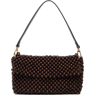 Staud Timmy Beaded Shoulder Bag in Dark Brown at Nordstrom