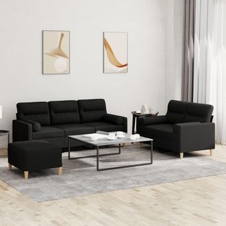vidaXL Vidaxl - Juego De Sof&aacute;s Con Cojines 3 Piezas Tela Negro