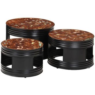 vidaXL Bar Tables Drum Shape 3 pcs Solid Wood Reclaimed Vidaxl
