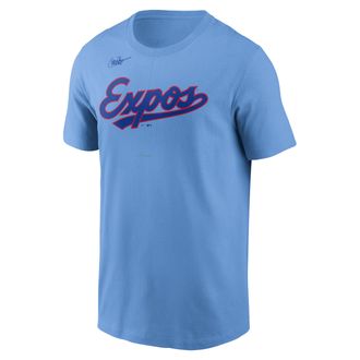 Nike Montreal Expos Cooperstown Wordmark Nike Mens MLB T-Shirt in Blue | N1994EYMEX-0B5