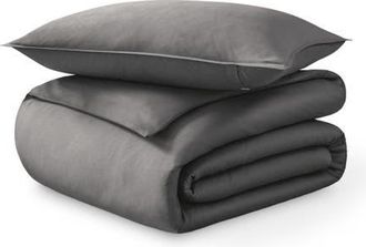 Bare Home Organic Cotton Sateen Duvet Cover and Sham Set in Grey at Nordstrom, Size Twin/twin X-Long