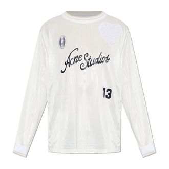 Acne Studios Long Sleeve Tops, male, White, Size: L Long-Sleeved T-Shirt