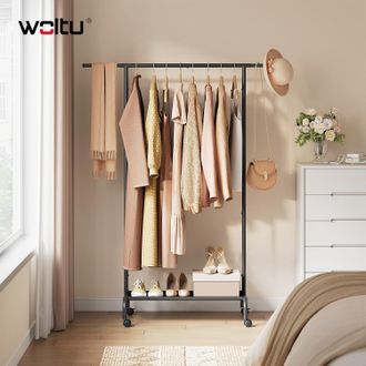 Woltu Woltu Perchero Multiusos, Perchero Con Ruedas, Extensible, Negro