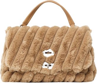 Zanellato Diagonal Ribbed Faux Fur Small Handbag