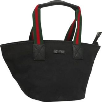 Gucci Pre-owned Tote Bags, female, Black, Size: ONE SIZE Pre-owned Vintage GG Canvas Tote Bag