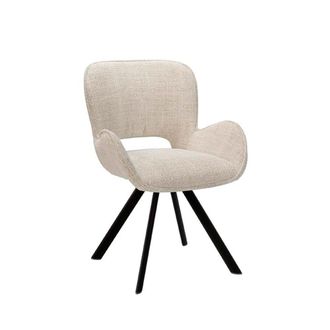Koketto Home Silla elegante beige con reposabrazos bajos acolchados