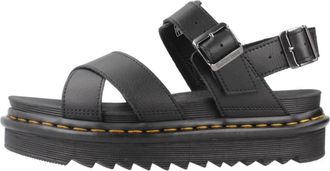 Dr. Martens Stijlvolle Platte Sandalen Voss II - Dames - Sandalen - Zwart - 38 EU - Leer - Schoenen
