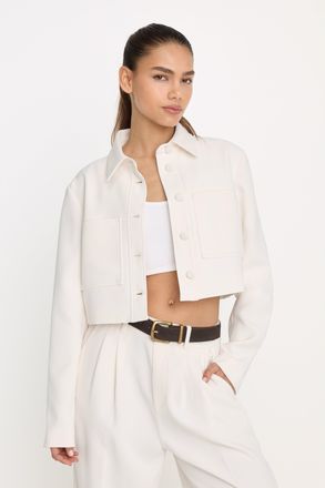 Good American Womens Cropped Jacket | Soft Shell, Size Medium | Good American by Khlo&Egrave; Kardashian