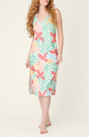 PJ Salvage The Coastal Club Nightgown in Green Multi Floral at Nordstrom, Size X-Small