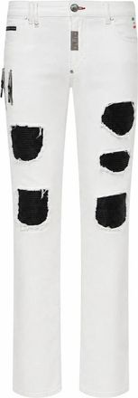Philipp Plein Rock Star Fit Jeans - Heren - Slim Fit Jeans - Wit - W30 - Katoen - Jeans