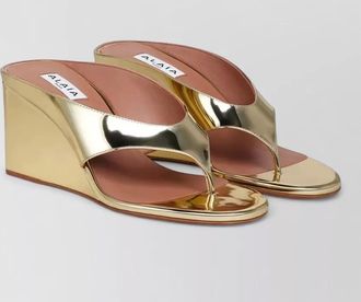 Alaia mirror fabric wedge thong mule sandal