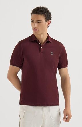 Brunello Cucinelli Cotton piqu&eacute; polo shirt with logo in Burgundy at Nordstrom, Size Xxx-Large Eu