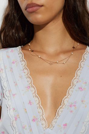 Tory Burch Necklace With Glass Pearls, Womens, Gold