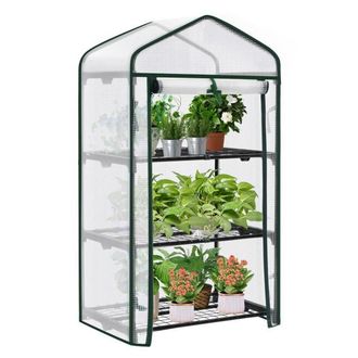 OEM Invernadero De Jard&iacute;n Tuserxln Con Estantes Met&aacute;licos De 3 Niveles, Invernadero De Invierno, Cubierta De Pe Reforzada, 69x49x125cm, Blanco W0uett0046