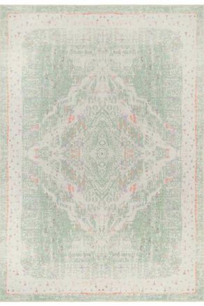 Kukoon Pastel Green Distressed Persian Medallion Non Slip Washable Low Pile Rug in Light Green | Size: 160 cm x 230 cm