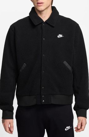 Nike Club Fleece Coachs Jacket in Black/White at Nordstrom, Size Xx-Large