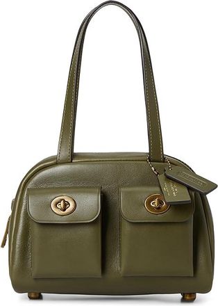 Coach Twin Turnlock Bag 20 Shoulder Womens Handbags Olive, Leather