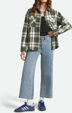 Brixton Bowery Vintage Long Sleeve Overshirt In Green