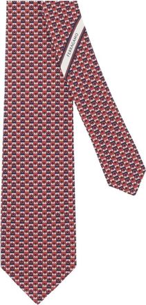 Ferragamo Geometric Diagonal Stripe Tie - Heren - Stropdassen - Rood - ONE Size - Accessoires