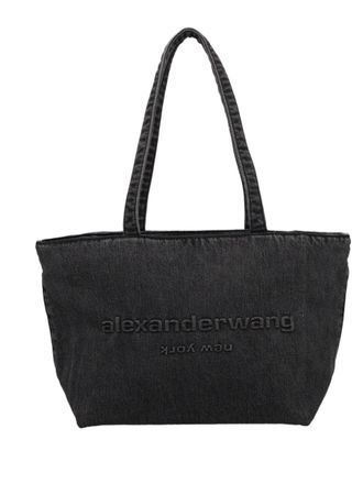 Alexander Wang Medium Denim Tote Bag With Embossed Logo
