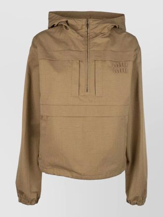 Miu Miu hooded coat elastic cuffs front pocket