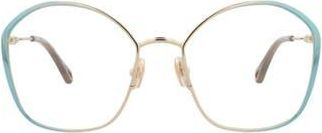 Chloé 53mm Round Optical Glasses in Light Blue Transparent at Nordstrom Rack