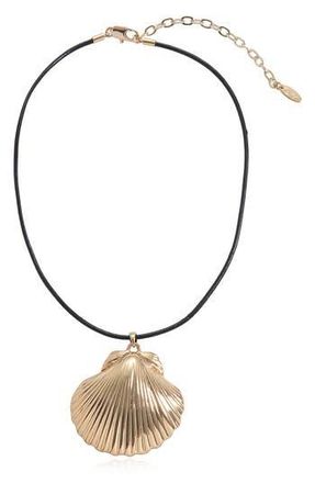 Ettika Clam Shell Pendant Leather Cord Necklace in Gold at Nordstrom Rack