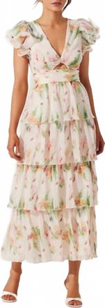 Astr Womens Emporia Tlered Ruffle Dress In Cream Pink