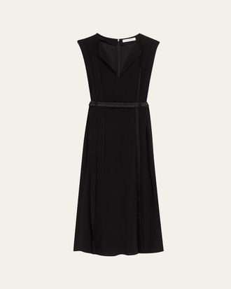 Max Mara Sleeveless Belted Midi Dress