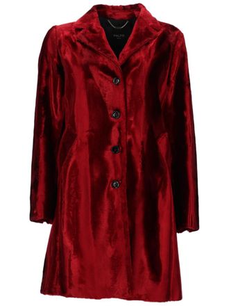 Palt&ograve; Plush Single-Breasted Coat with Glossy Velvet Finish