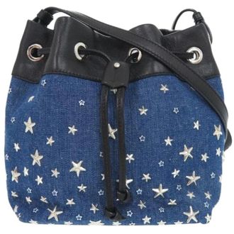 Jimmy Choo London Pre-owned Bucket Bags, female, Blue, Size: ONE SIZE Pre-owned Denim Shoulder Bag