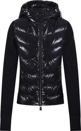 Moncler Gewatteerd Vest met Rits - Dames - Winterjassen - Zwart - M - Leer - Jassen