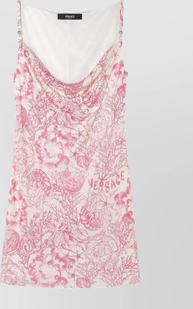 Versace printed barocco knee length dress with metal embellishments