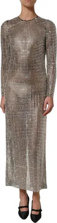 Dolce & Gabbana Womens Crystal-Embellished Gown Beige Nylon