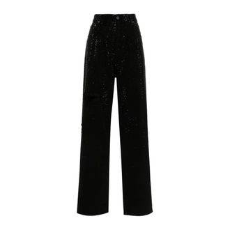 Golden Goose Sequin Distressed Wide-Leg Broek - Dames - Regular Fit Jeans - Zwart - W26 - Katoen - Jeans