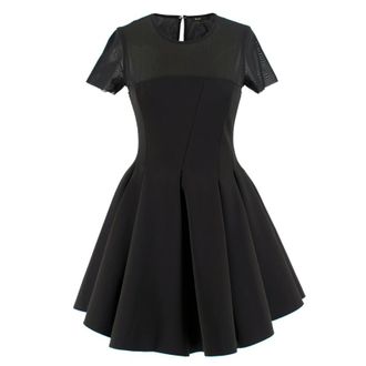 Maje Tulle-Yoke Black A-line Dress Size XXS