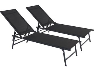 Habitat et Jardin Juego De 2 Tumbonas Met&aacute;licas sublima - 180 X 54 X 104 Cm - Negro