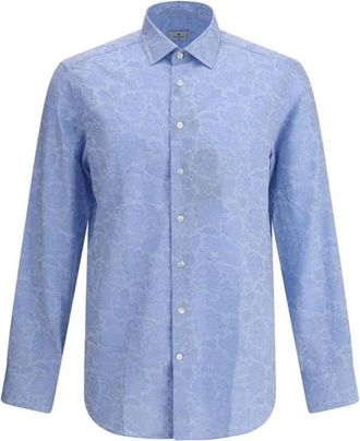 Etro Katoenen Roma Shirt met Paisley Patroon - Heren - Casual Overhemden - Blauw - L - Katoen - Overhemden